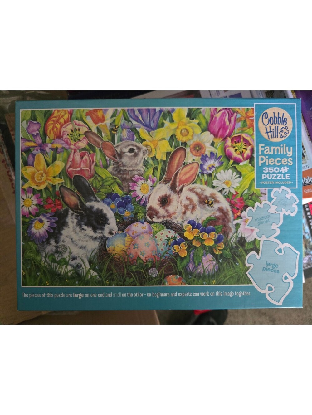 Cobble Hill Family Pieces Bunny 350 Pc Jigsaw Puzzle Mixed Size Pieces Complete
